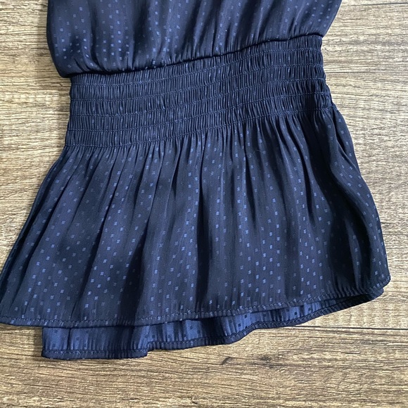 Dynamite Blue Polka Dot Casual Work Top - Picture 2 of 4